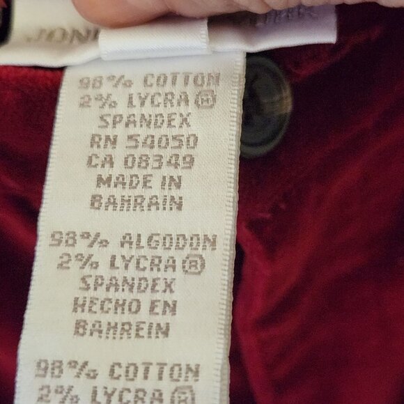 Jones New York Vintage Cherry Red Velour Pants Size 14 - Picture 5 of 5